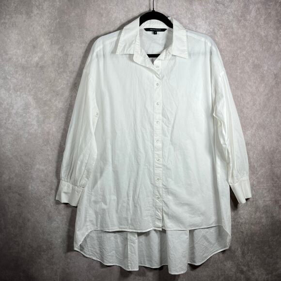 Walter Baker Shirt Womens Small White Button Up Long Sleeves Hi-Low Hem Casual - Picture 1 of 9